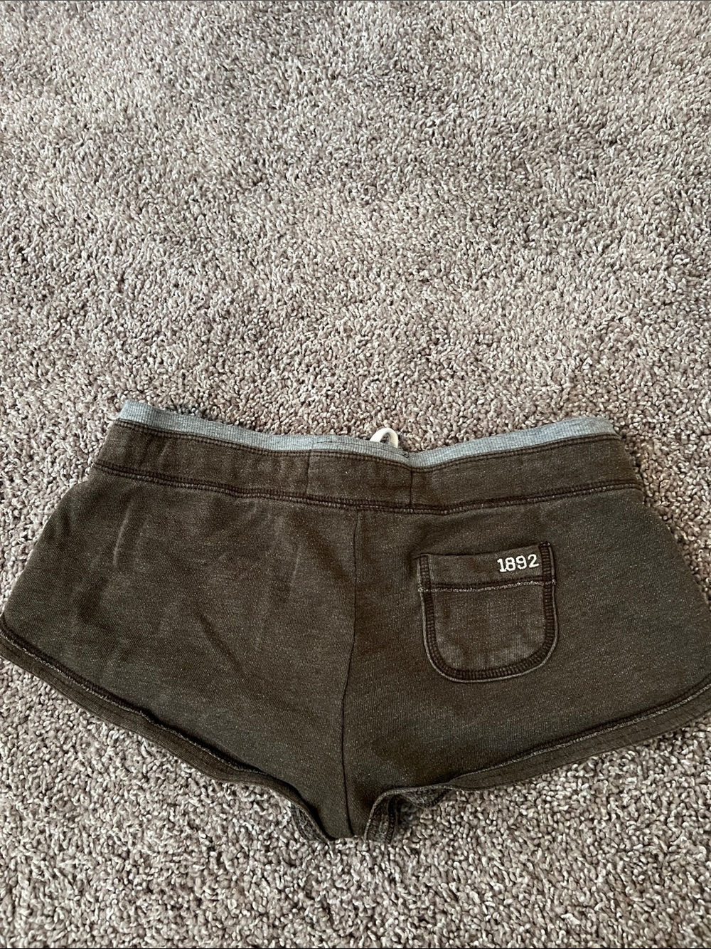 Abercrombie & Fitch Brown Athletic Drawstring Shorts with Red '9' - Picture 2 of 3